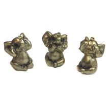 Trio Elefante Decorativo Enfeite Resina kit com 3 não ouço não vejo não falo sabedoria sorte