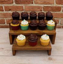 Trio Escada Porta Doce Mesinha Festa Decoração Madeira Suporte Expositor Doce Buffet PMG Rústica