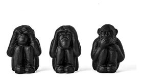 Trio esculturas macacos sabios em cimento