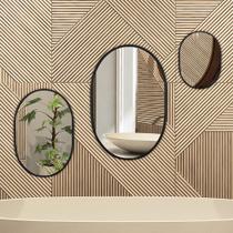 Trio Espelho de Vidro Oval Londres com Borda Preto 80x50x40