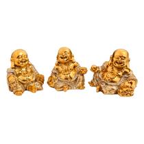 Trio Estátua Buda Monges Sábios Sorte Fortuna - Equilíbrio Pedras Naturais