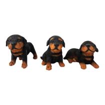 Trio Estatueta Decorativa - Filhote Cachorro Pet Super Realista - Decoração Sala Luxo Resina