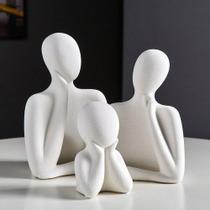 Trio Estatuetas de Família Gesso Abstrata Minimalista Casa e Decoração Escritórios Trio Estatuetas de Família Gesso Abstrata Minimalista Casa e Decoração Escritórios