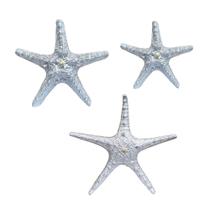 Trio Estrelas do Mar Prata Decorativa Inspiração Boho Praia Verão Impecável AVB DECOR