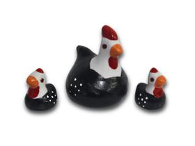 Trio galinha angola mini p/decoração vasos arranjos e jardim