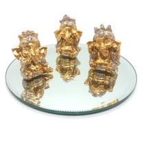 Trio Ganesha da Sorte Hindu Sorrindo Felizes Com Bandeja Trio Ganesha da Sorte Hindu Sorrindo Felizes Com Bandeja