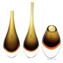 Trio Gotas Mini Fumê com Âmbar - Cristais Ca d'Oro