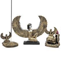 Trio Isis Deusa Egito Incensário Com Incenso Vareta Cascata