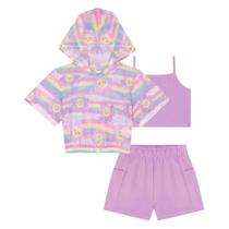 Trio Lilás Top em Canelado Blusa Boxy em Tela e Shorts em Moletom s/Pelúcia Kukiê Trio Lilás Top em Canelado Blusa Boxy em Tela e Shorts em Moletom s/Pelúcia Kukiê