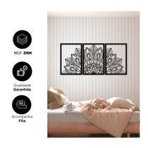 Trio MDF Quadros Vazado Mandala Decoração