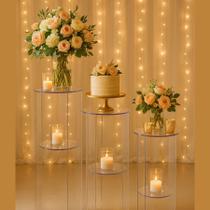 Trio Mesa Acrílico Transparente Cilindro Festa Coluna Elevação Trio Mesa Acrílico Transparente Cilindro Festa Coluna Elevação