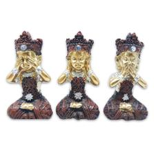 Trio Mini Buda Tailandês da Sabedoria Red Gold 6 cm - Flash