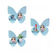 Trio Nicho De Prateleira Borboleta MDF Decoração Quarto