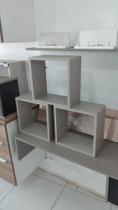 Trio nichos quadrados 100% mdf na cor castanha de caju