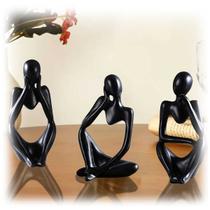 Trio Pensadores Estátua Decorativa Figura Enfeite Mesa Sala