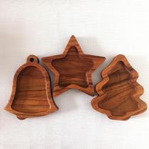 Trio Petisqueira de Natal em Madeira Teca, Para Frios, Queijos e Petiscos