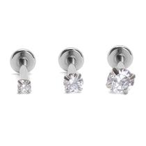 Trio Piercing Ponto de Luz com Zircônias Rosca Interna