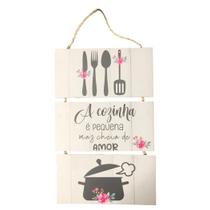 Trio Placa de MDF - A Cozinha é Pequena (10cmx20cm)