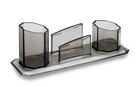 Trio Porta Canetas Clips Lembrete Fumê Waleu Trio Porta Canetas Clips Lembrete Fumê Waleu