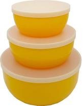 Trio Potes P M G Amarelo com Tampas Trio Potes P M G Amarelo com Tampas