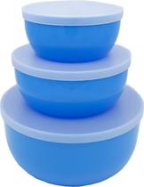 Trio Potes P M G Azul com Tampas - Fábrica de Utilidades