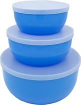 Trio Potes P M G Azul com Tampas Trio Potes P M G Azul com Tampas