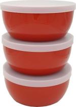 Trio Potes Vermelho com Tampas - Fábrica de Utilidades Trio Potes Vermelho com Tampas - Fábrica de Utilidades