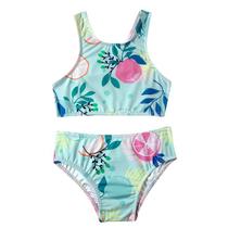 Trio Praia 1 Camiseta 1 Top e 1 Calcinha Frutas Cítricas Lycra Toddler Proteção UV 50+ - Tip Top