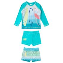 Trio Praia 1 Camiseta 2 Shorts Surf Elastano Proteção Uv 50+ - Tip Top