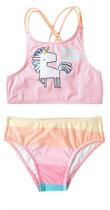 Trio Praia 1 Top e 2 Calcinhas Unicórnio Rosa Proteção UV 50+ - Tip Top