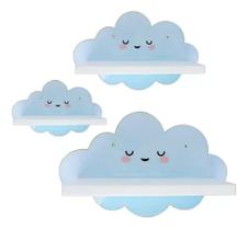 Trio prateleira de parede nuvem para quarto infantil mdf 3 tamanhos - oferta