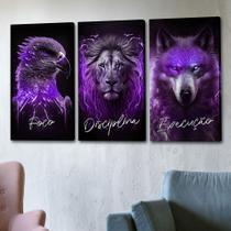 Trio Quadro Decorativo Disciplina Foco Execução Telas Canvas Sala Quarto Escritório