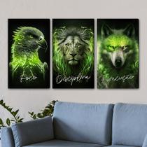 Trio Quadro Decorativo Disciplina Foco Execução Telas Canvas Sala Quarto Escritório