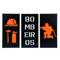 Trio Quadros Bombeiros com silhueta