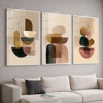 Trio Quadros com Moldura Abstrato Linhas Bege Kit 3 Quadros para Sala, Quarto ou Escritório Trio Quadros com Moldura Abstrato Linhas Bege Kit 3 Quadros para Sala, Quarto ou Escritório
