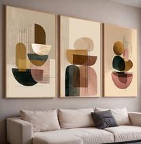 Trio Quadros com Moldura e Acrilico Cristal Vidro Abstrato Linhas Bege Kit 3 Quadros para Sala, Quarto ou Escritório Trio Quadros com Moldura e Acrilico Cristal Vidro Abstrato Linhas Bege Kit 3 Quadros para Sala, Quarto ou Escritório