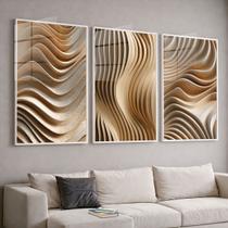 Trio Quadros com Moldura e Acrilico Cristal Vidro Madeiras Relevo 3D Kit 3 Quadros para Sala, Quarto ou Escritório Trio Quadros com Moldura e Acrilico Cristal Vidro Madeiras Relevo 3D Kit 3 Quadros para Sala, Quarto ou Escritório