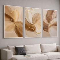 Trio Quadros com Moldura e Acrilico Cristal Vidro Tons Marrom e Areia Kit 3 Quadros para Sala, Quarto ou Escritório Trio Quadros com Moldura e Acrilico Cristal Vidro Tons Marrom e Areia Kit 3 Quadros para Sala, Quarto ou Escritório