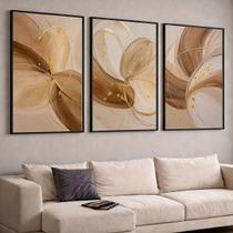 Trio Quadros com Moldura e Acrilico Cristal Vidro Tons Marrom e Areia Kit 3 Quadros para Sala, Quarto ou Escritório Trio Quadros com Moldura e Acrilico Cristal Vidro Tons Marrom e Areia Kit 3 Quadros para Sala, Quarto ou Escritório
