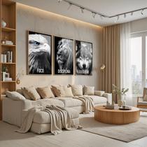 Trio Quadros com Moldura Foco Disciplina Execucao Kit 3 Quadros para Sala, Quarto ou Escritório