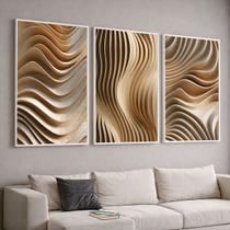 Trio Quadros com Moldura Madeiras Relevo 3D Kit 3 Quadros para Sala, Quarto ou Escritório Trio Quadros com Moldura Madeiras Relevo 3D Kit 3 Quadros para Sala, Quarto ou Escritório