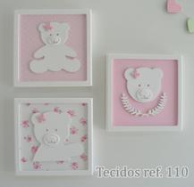 Trio Quadros D176 Enfeite Parede Ursas Menina Decoração Infantil Baby Quarto - 3 unid Trio Quadros D176 Enfeite Parede Ursas Menina Decoração Infantil Baby Quarto - 3 unid