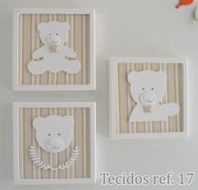 Trio Quadros D179 Enfeite Parede Ursos Menino Decoração Infantil Baby Quarto - 3 Unid
