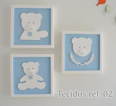 Trio Quadros D179 Enfeite Parede Ursos Menino Decoração Infantil Baby Quarto - 3 Unid