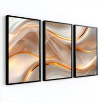 Trio Quadros Decorativo Moldura Vidro 50x70 Cm Linhas Luxo Trio Quadros Decorativo Moldura Vidro 50x70 Cm Linhas Luxo