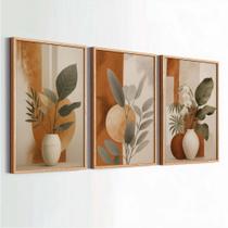 Trio Quadros Decorativos 40x60 cm Moldura e Vidro Para Sala Quarto Escritório Hall Trio Quadros Decorativos 40x60 cm Moldura e Vidro Para Sala Quarto Escritório Hall