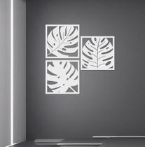 Trio Quadros Decorativos Flora Minimalista Natural Dupla Face