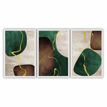 Trio Quadros Decorativos Moldura de Madeira 120x60 Arte Boho Trio Quadros Decorativos Moldura de Madeira 120x60 Arte Boho