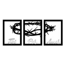Trio Quadros Foi por Amor com Detalhes em Acrílico Prata Trio Quadros Foi por Amor com Detalhes em Acrílico Prata