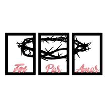Trio Quadros Foi por Amor com Detalhes em Acrílico Rose Trio Quadros Foi por Amor com Detalhes em Acrílico Rose